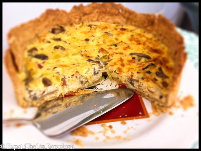 quiche with leeks, bacon and mushroom